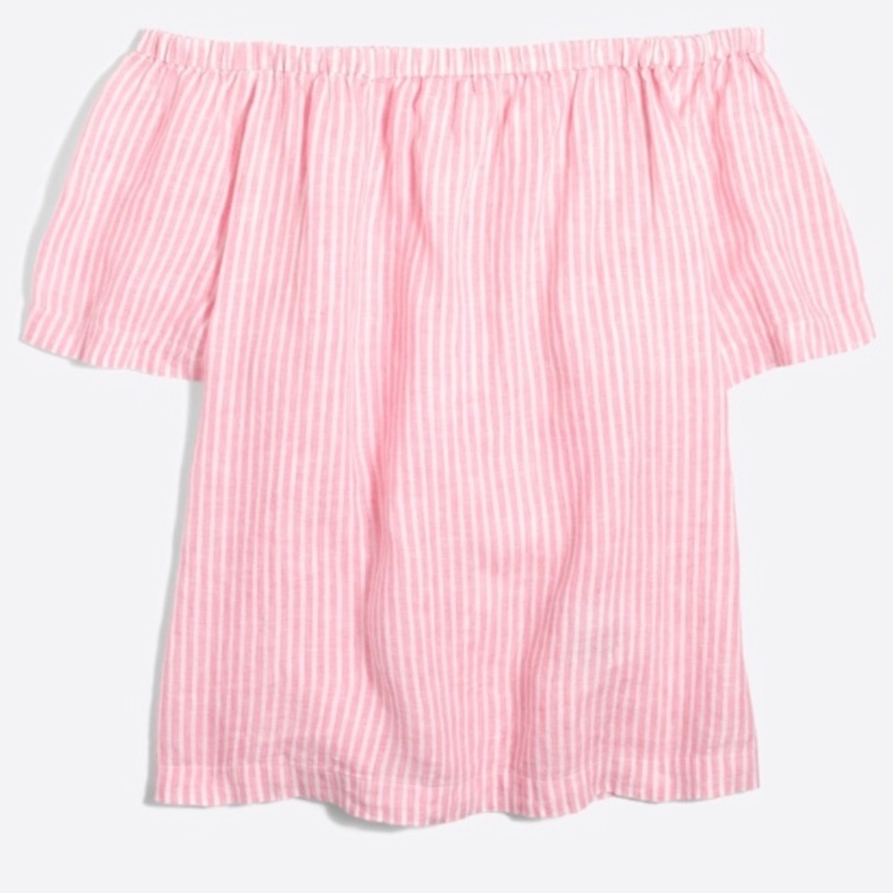 J.Crew Factory | Pink Striped Linen Off Shoulder